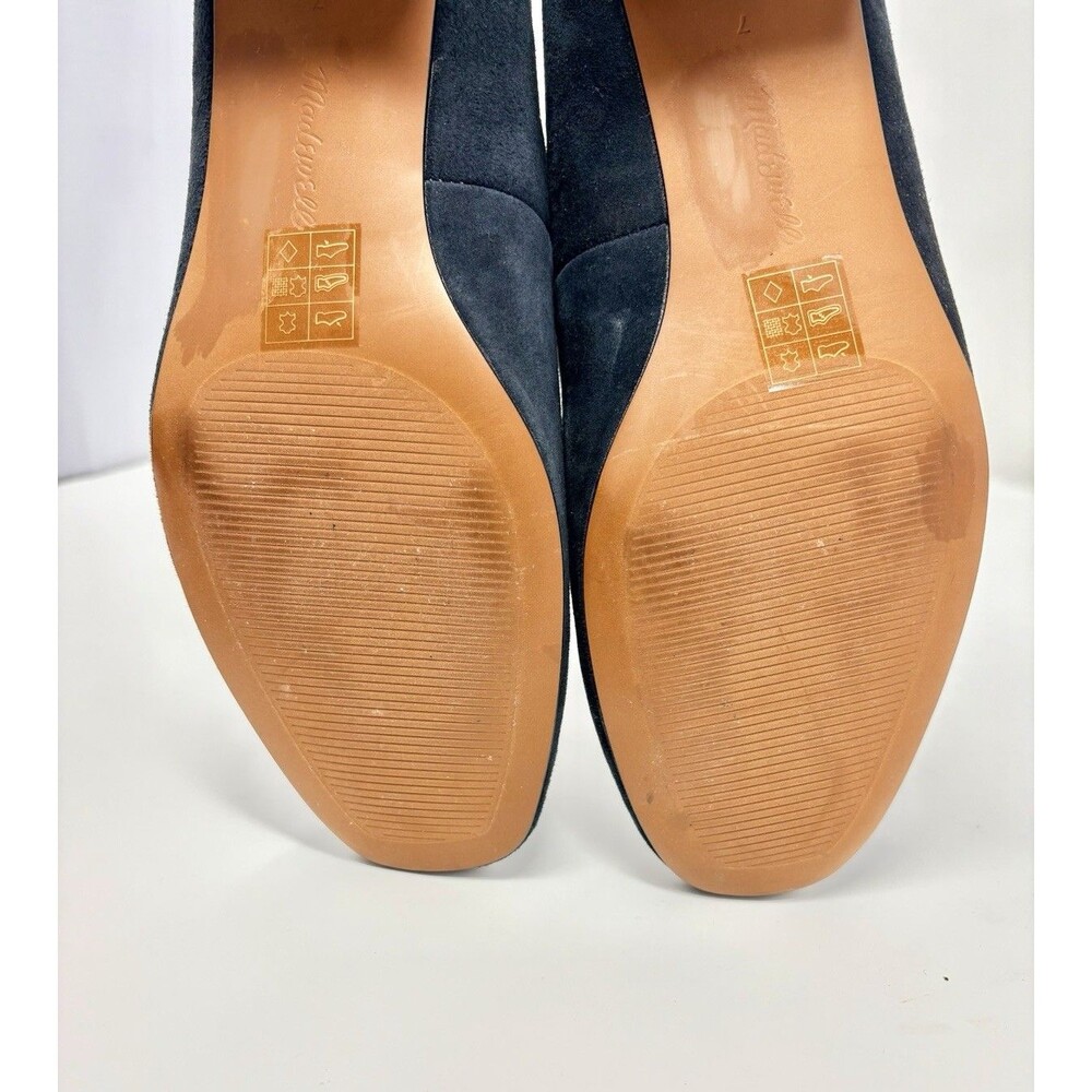 Madewell Suede Leather The Greta Pump Block Heels Juniper Berry Navy Blue Shoe 7 - Picture 7 of 12
